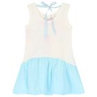 Girls White & Blue Flower Dress, 1, hi-res