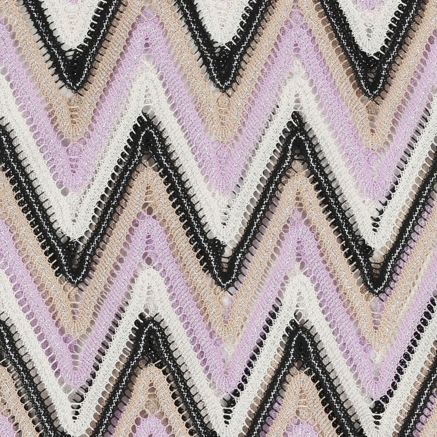 تنوره كروشيه للبنات بشكل متعرج باللون البنفسجى والاسود والعاجى , 1, hi-res