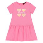 Younger Girls Pink Logo Dress, 3, hi-res