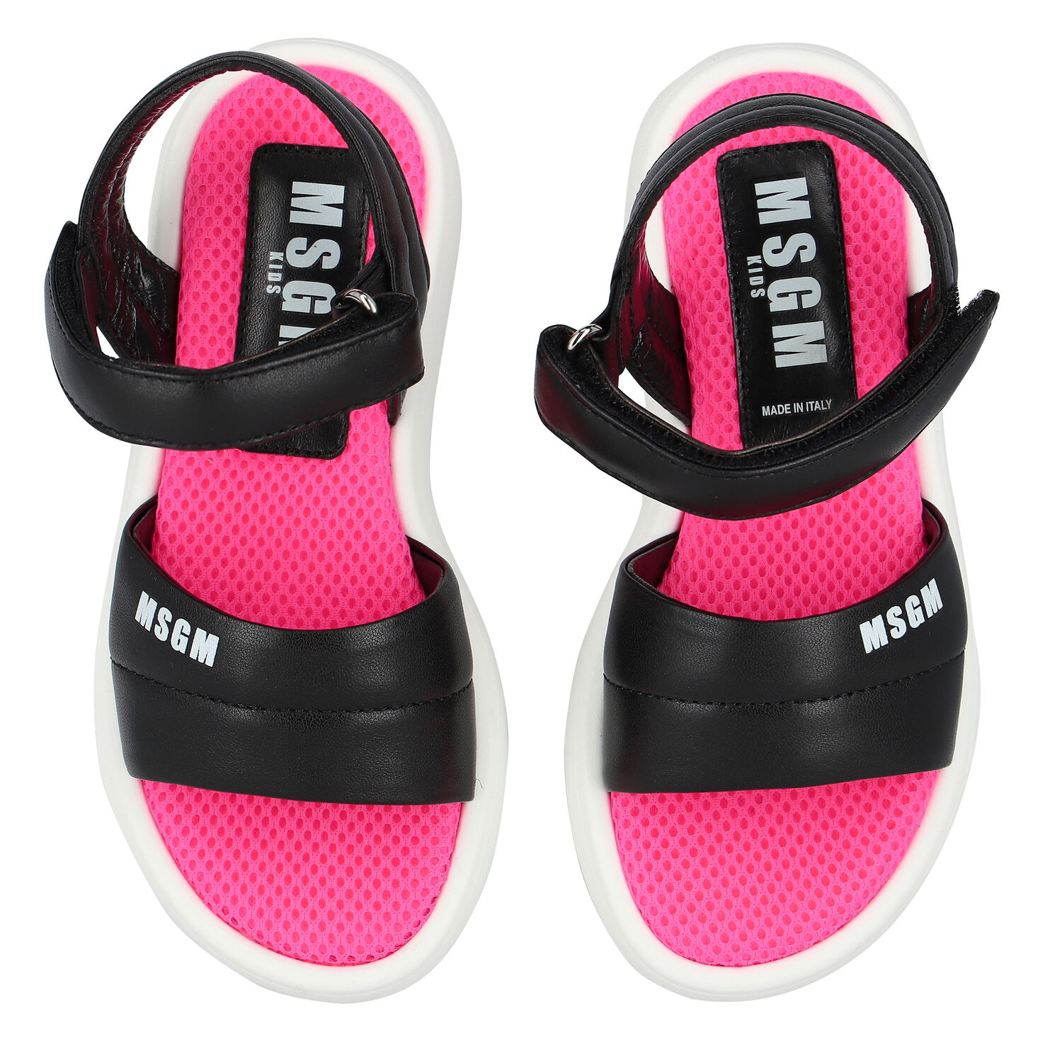 Black, White & Pink Logo Sandals, 1, hi-res