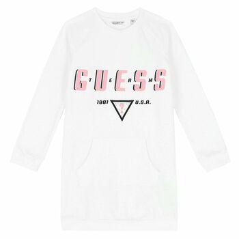 Girls White Logo Sweatshirt Dress