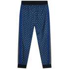 Boys Blue Monogram Logo Joggers, 1, hi-res