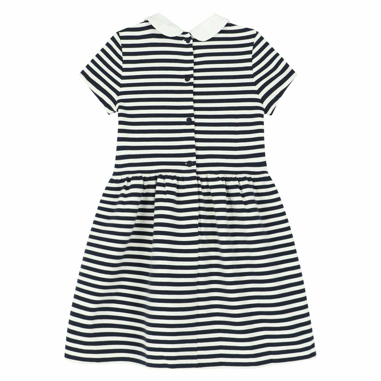 Girls White & Navy Logo Dress, 1, hi-res