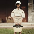 حقيبة يد من القش باللون البيج والأسود للبنات, 1, hi-res