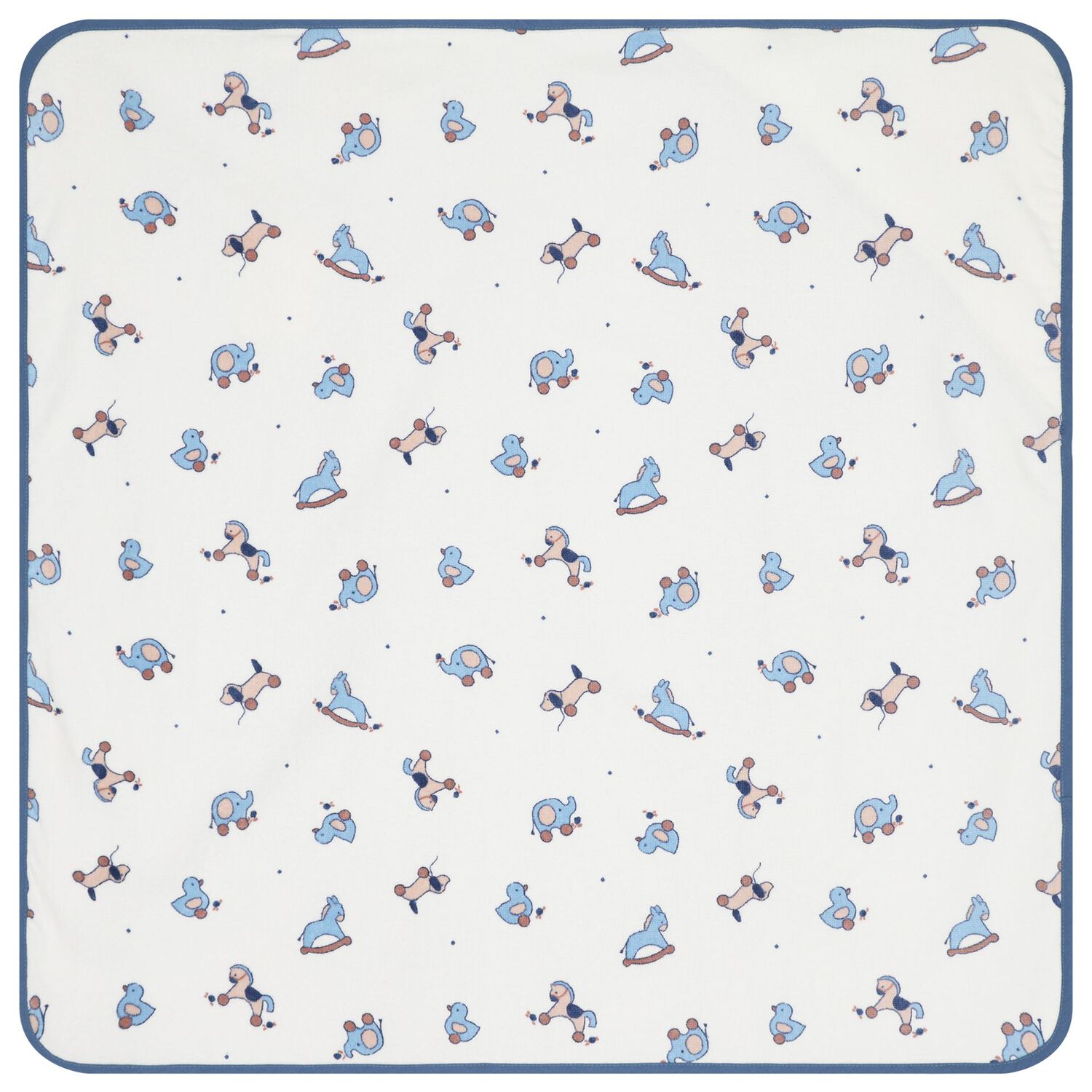 Baby Boys White & Blue Hooded Towel, 2, hi-res