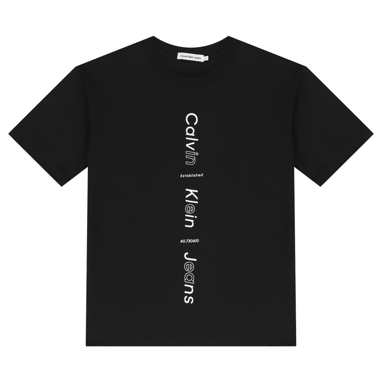 تيشيرت أولاد بالشعار باللون الأسود, 1, hi-res