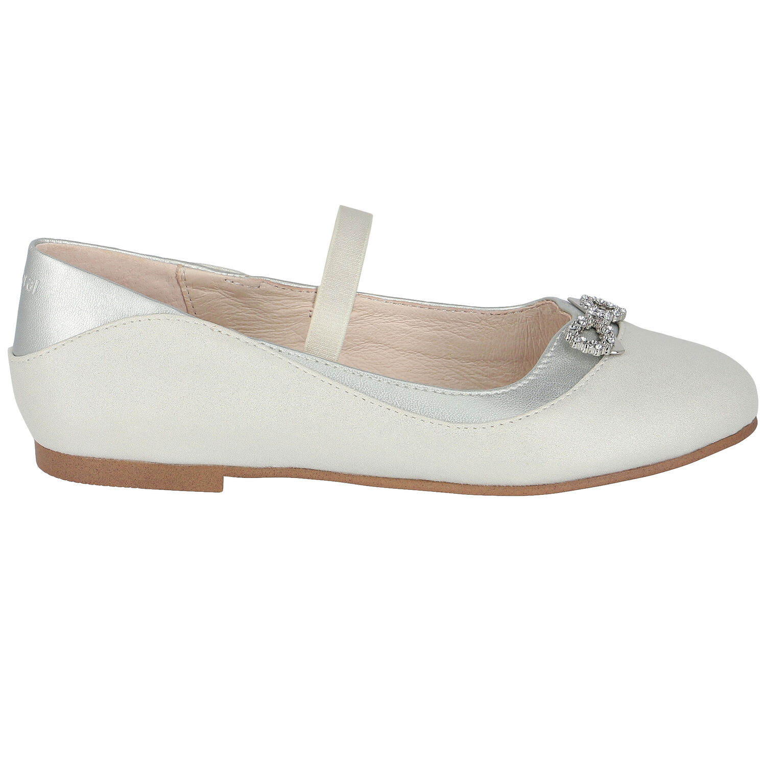 حذاء بنات بفيونكة باللون الفضي, 3, hi-res