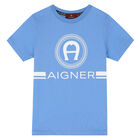 تيشيرت بالشعار باللون الأزرق للأولاد, 2, hi-res