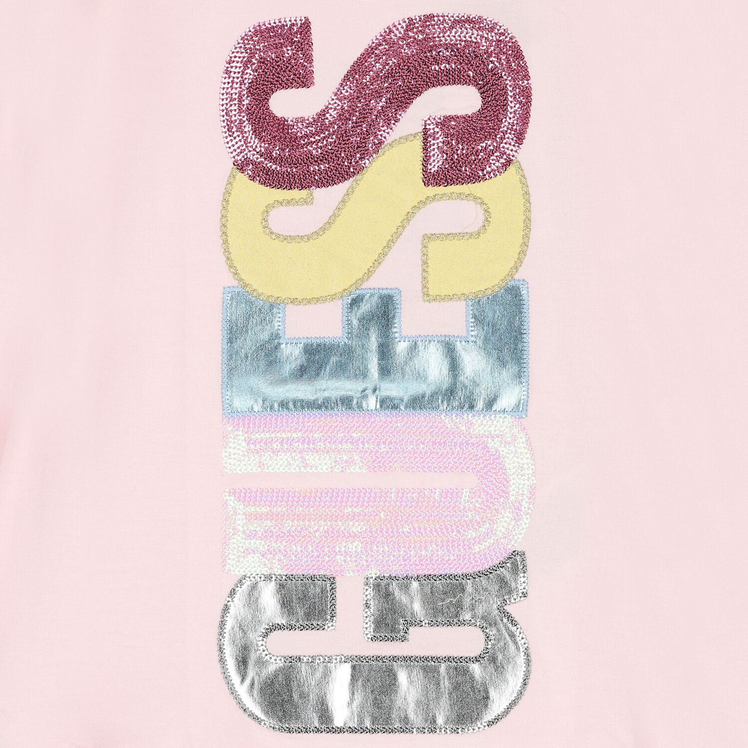 Girls Pink Embellished Logo Long Sleeve Top, 2, hi-res image number null