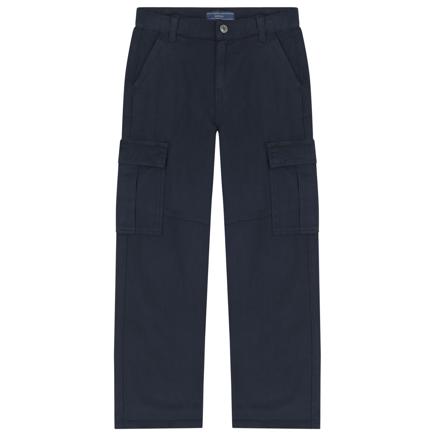 Boys Navy Blue Logo Trousers, 1, hi-res