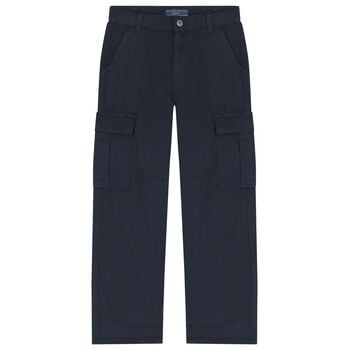 Boys Navy Blue Logo Trousers