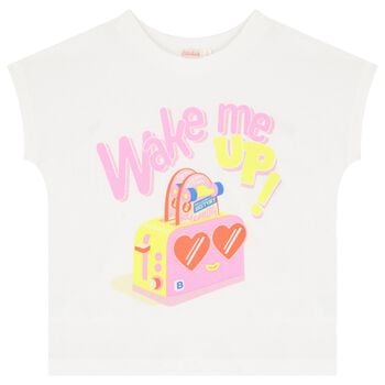 تيشيرت بنات بالشعار باللون الأبيض