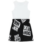 Girls Black & White Logo Dress, 1, hi-res