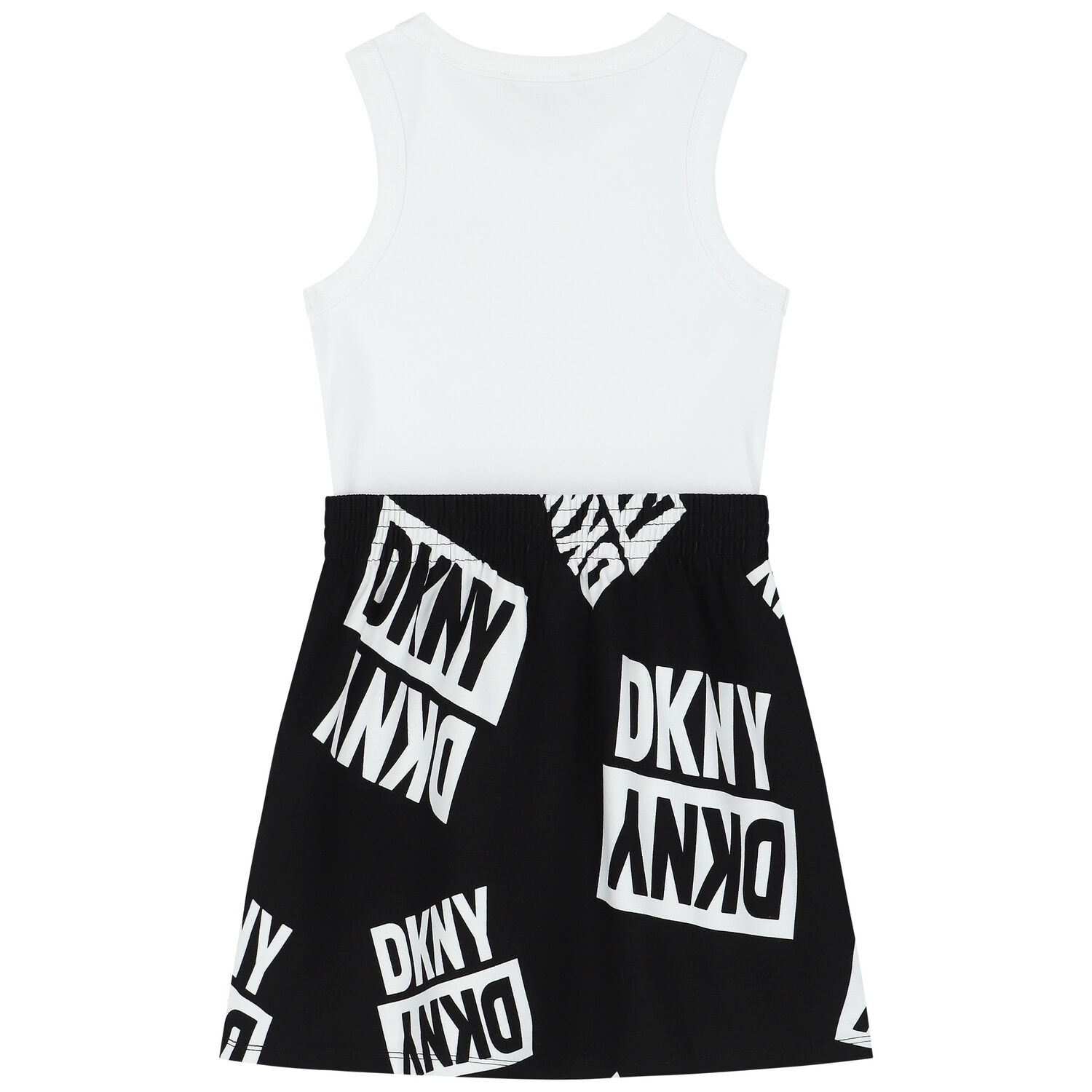 Girls Black & White Logo Dress, 1, hi-res