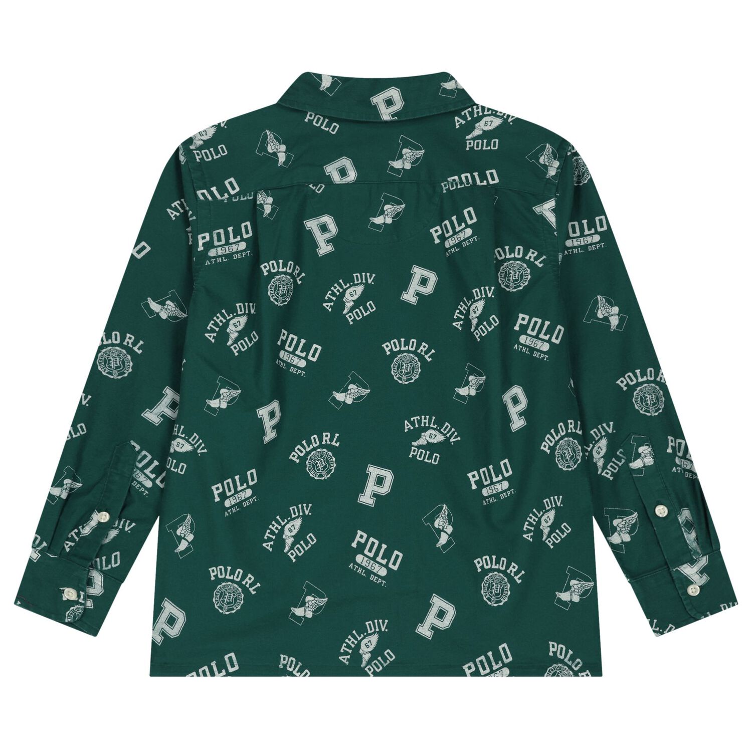 Boys Green & White Logo Shirt, 1, hi-res