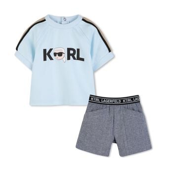 Boys Blue Logo Shorts Set
