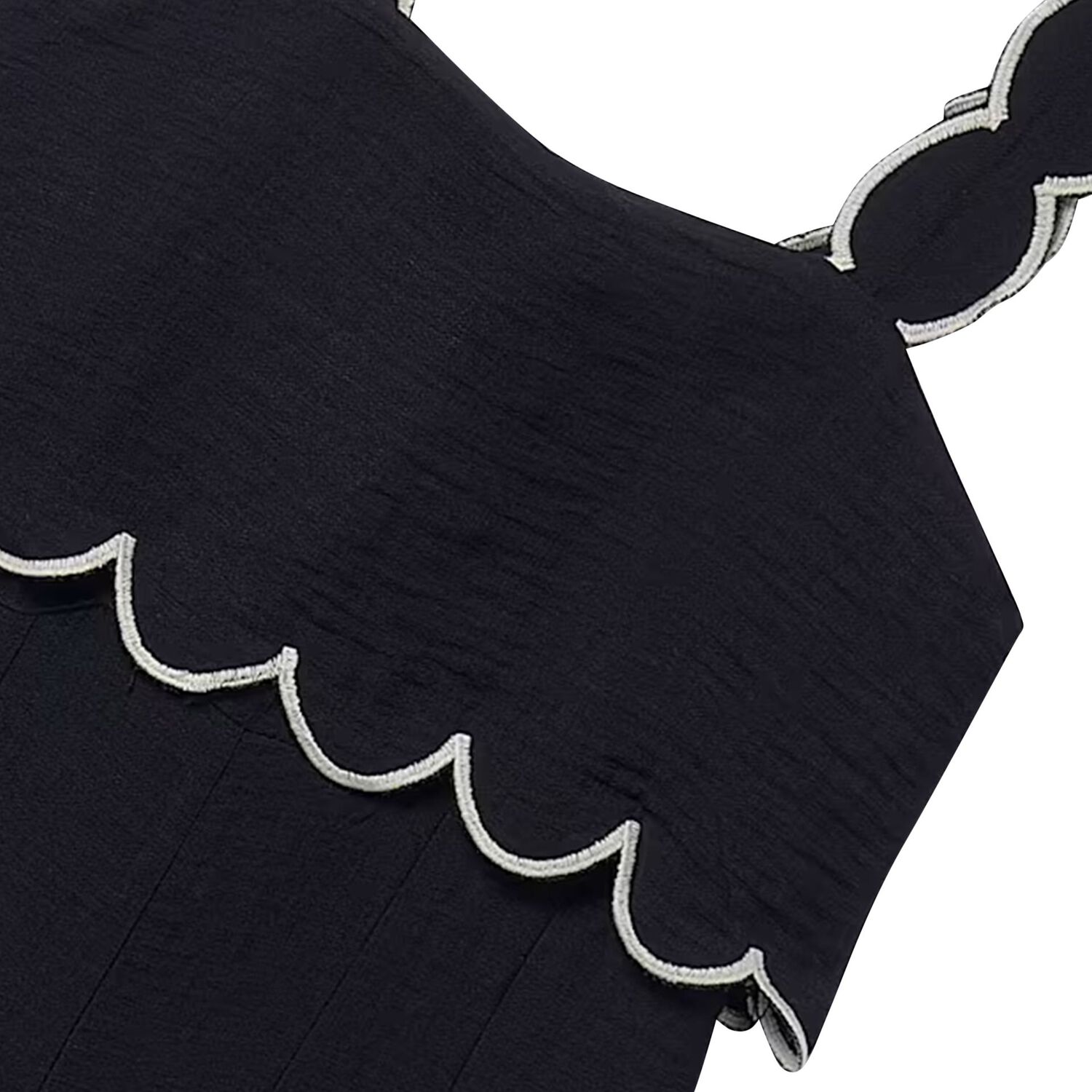 Girls Black Scalloped Wide Leg Trousers Set, 1, hi-res