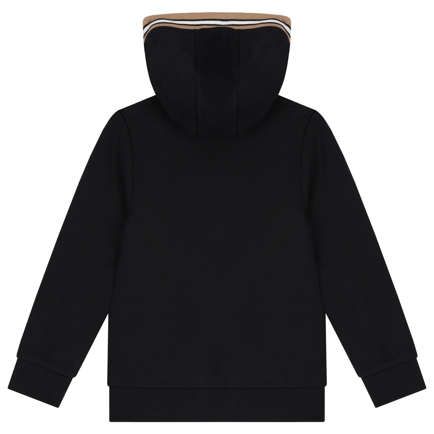 Boys Black Logo Hooded Zip Up Top, 1, hi-res image number null