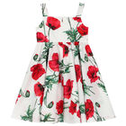 Girls White Poppy Dress, 1, hi-res
