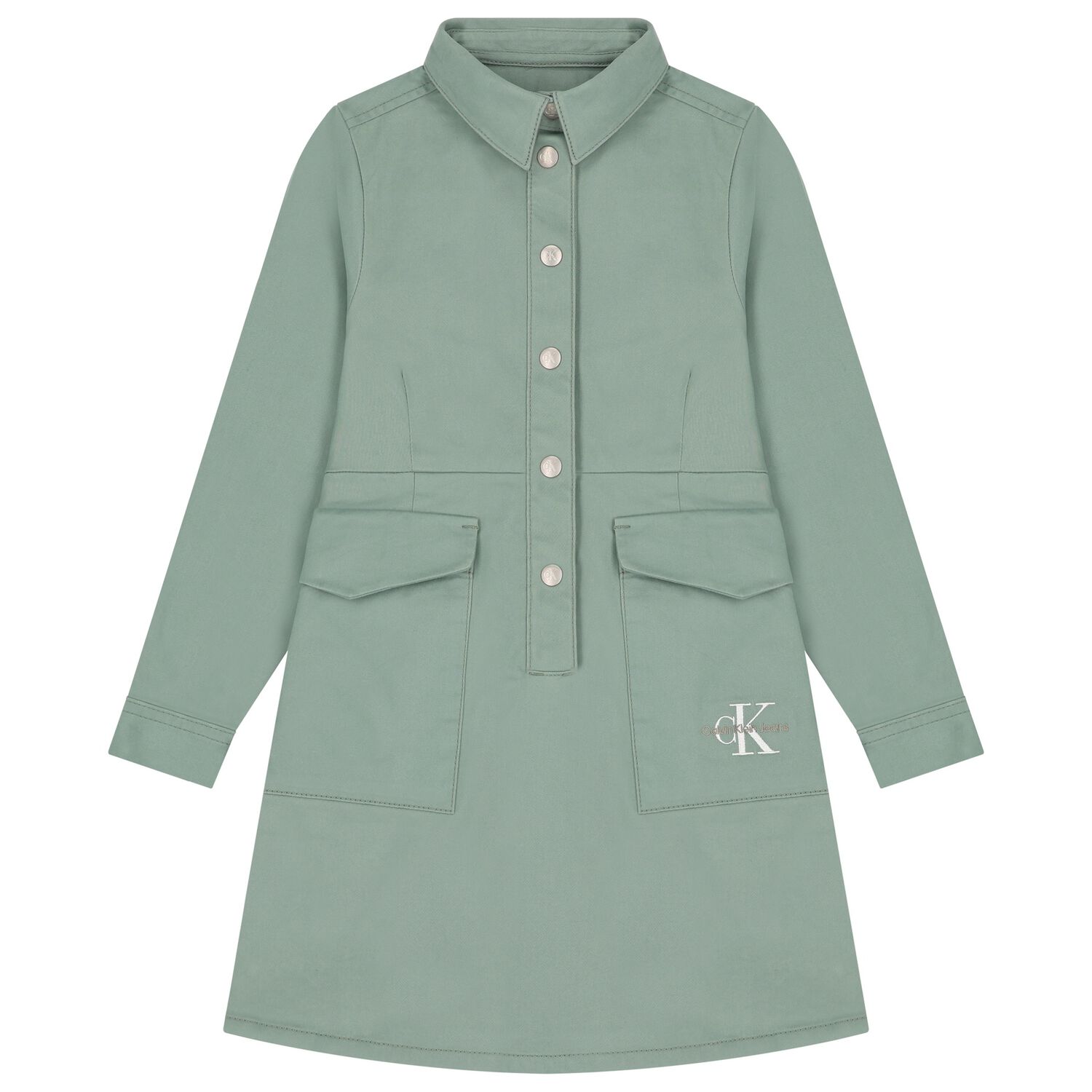 Girls Green Logo Dress, 1, hi-res