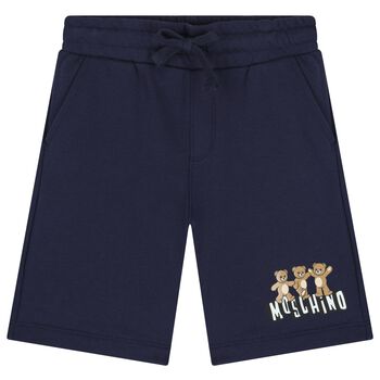 Boys Navy Blue Teddy Bear Logo Shorts