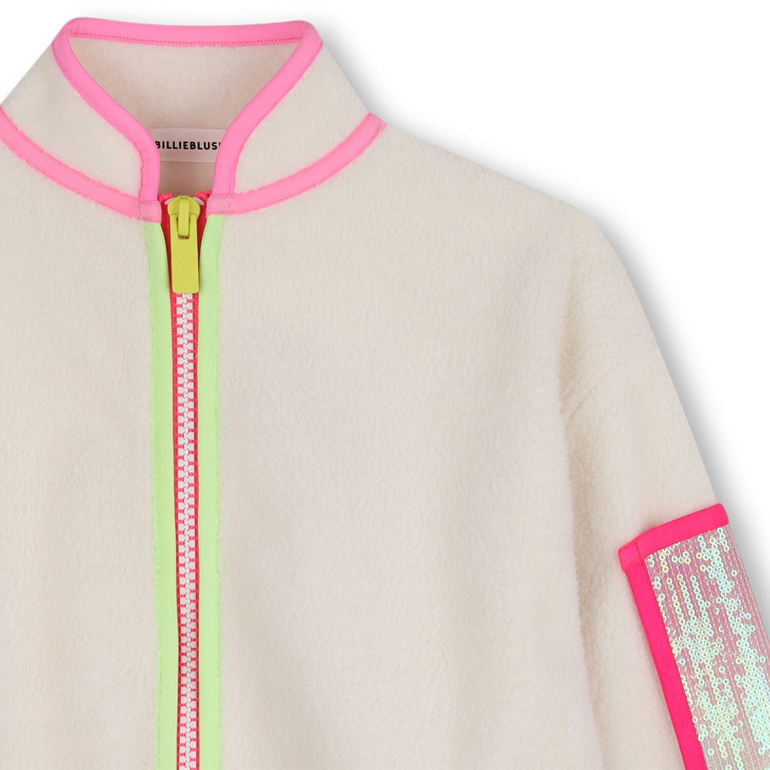 Girls Beige Fleece Zip Up Top, 1, hi-res