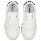 White & Black Logo Trainers, 1, hi-res