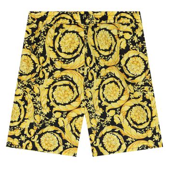 Boys Black & Gold Barocco Shorts