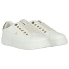 Girls White & Gold Slip-On Trainers, 1, hi-res
