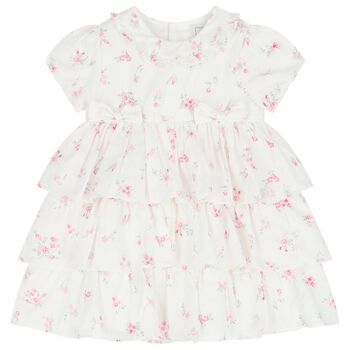Baby Girls White & Pink Floral Dress
