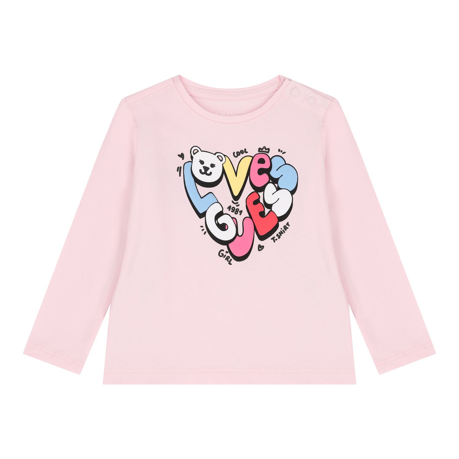 Baby Girls Pink Logo Long Sleeve Top, 2, hi-res image number null