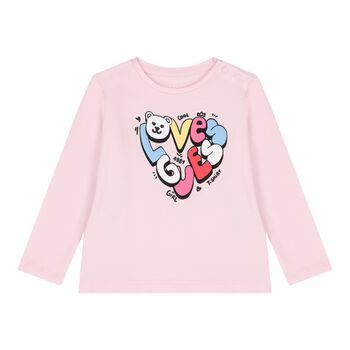 Guess Baby Girls Pink Logo Long Sleeve Top, 2 Baby Girls Pink Logo Long Sleeve Top