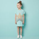 Girls Aqua Star Dress, 1, hi-res