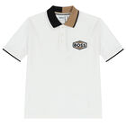 Boys White Logo Polo Shirt, 2, hi-res