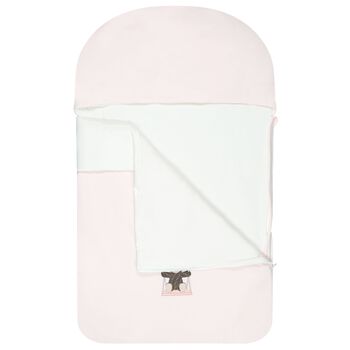 Baby Girls White & Pink Teddy Bear Logo Nest