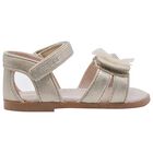 Girls Gold Flower Sandals, 1, hi-res