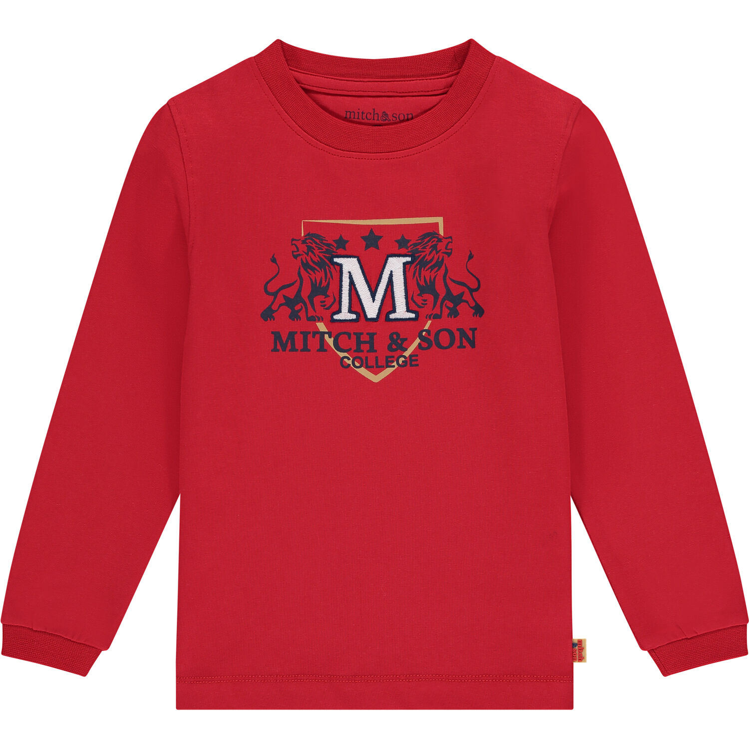 Boys Red Logo Long Sleeve Top, 1, hi-res