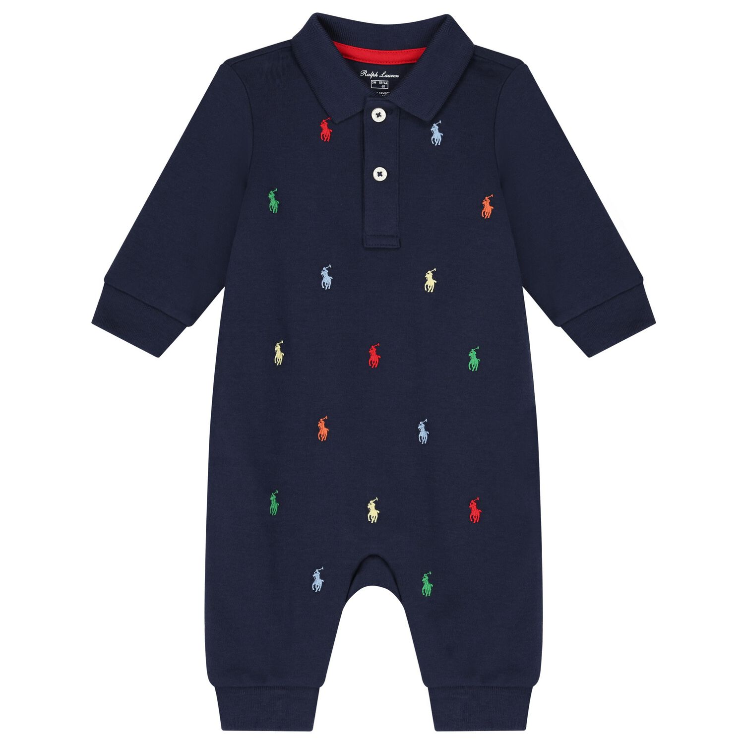 Baby Boys Navy Logo Romper, 1, hi-res