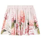 Girls Pink & Ivory Striped Floral Skirt, 1, hi-res