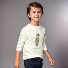Boys Ivory Polo Bear Long Sleeve Top, 1, hi-res