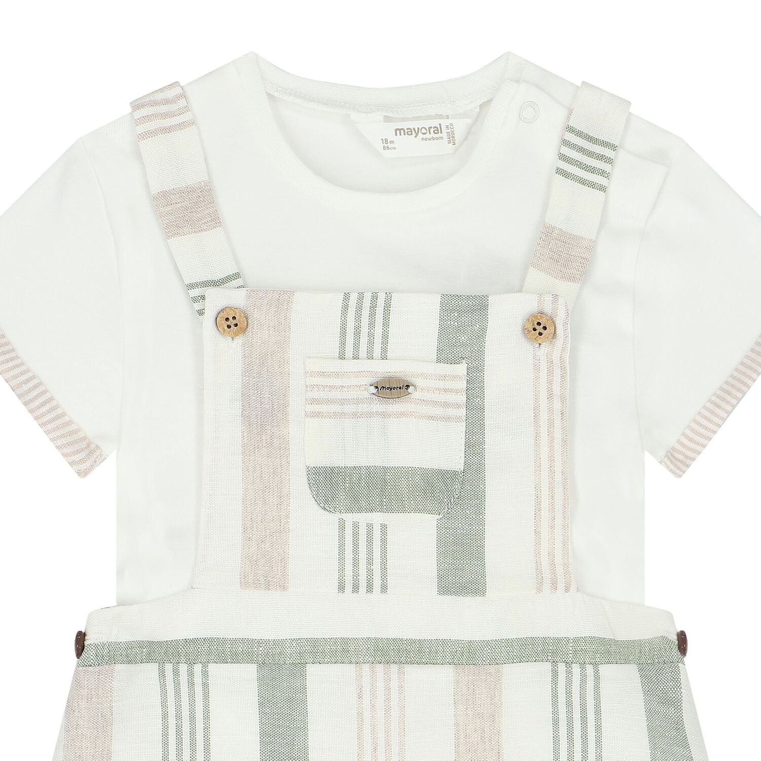 Baby Boys Striped Dungaree & T-Shirt Set, 2, hi-res