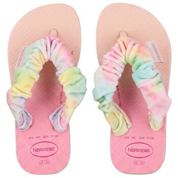 Girls Pink Logo Flip Flops