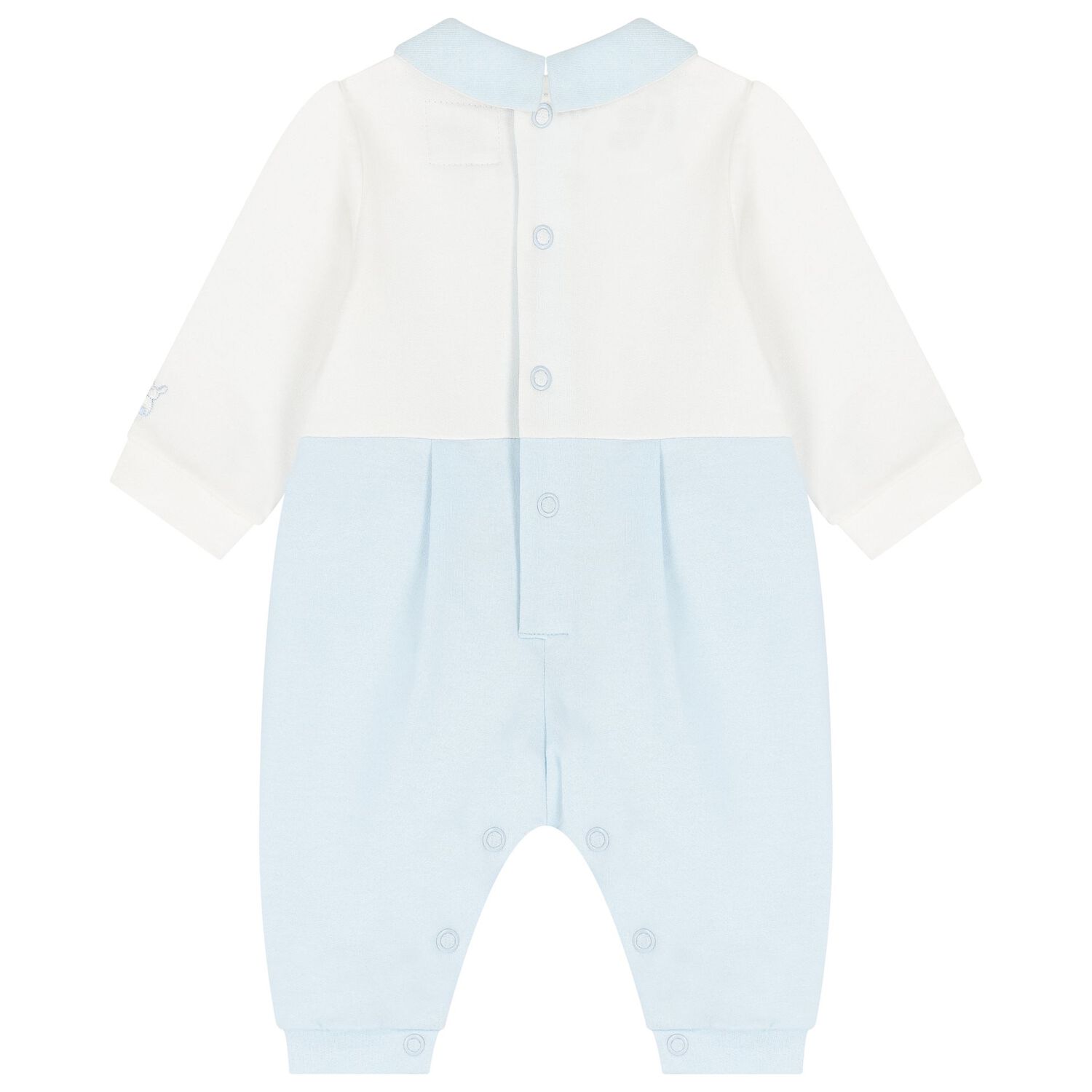 Baby Boys White & Blue Romper, 1, hi-res
