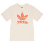 طقم بنات شورت بشعار تريفويل باللون البيج والوردي, 1, hi-res