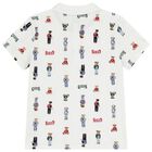 Boys White Teddy Bear Logo Polo Shirt, 1, hi-res