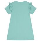 فستان بناتي باللون الاخضر بشعار الحقيبة , 2, hi-res