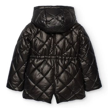 Girls Black Quilted Puffer Jacket
