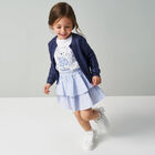 تنورة مخططة باللونين الأبيض والأزرق للبنات, 1, hi-res