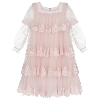 Girls Pink Tiered Tulle Dress