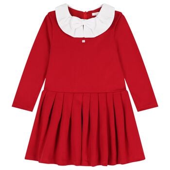 Girls Red Pleated Dress
